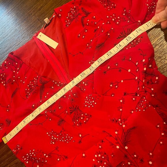NWT Madewell Sz 0 Hazelwood Wrap-Front Mini Dress in Windswept Floral Red - Picture 9 of 15